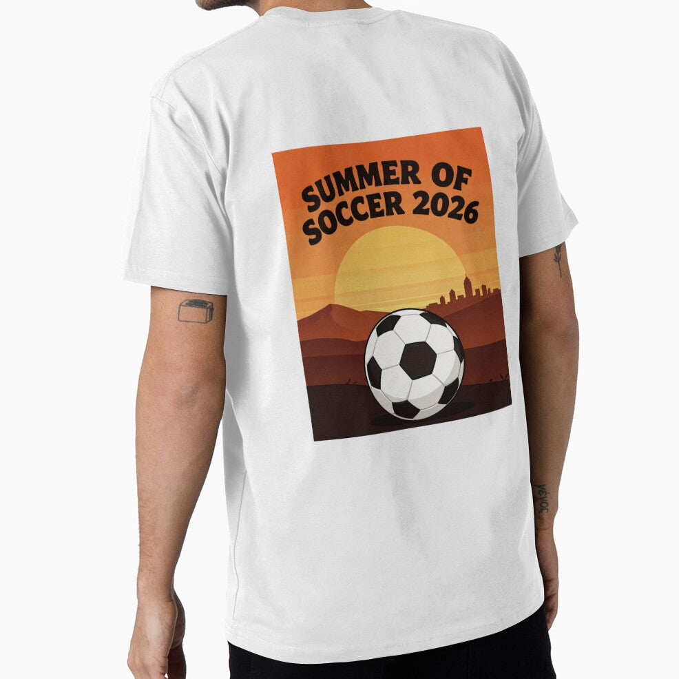 Summer of Soccer 2026 Retro Sunset Soccer Fan Design by gluxdesing Unisex T-shirt, Sweatshirt, Hoodie, Long Sleeve Tee - T-Shirt, Sweatshirt, Hoodie