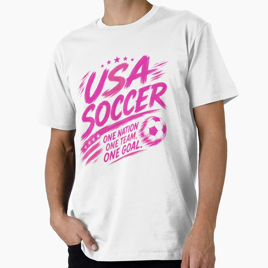 USA Soccer Pink Typography Design | American Football Fan Artwork by TKOprintdesigns Unisex T-shirt, Sweatshirt, Hoodie, Long Sleeve Tee - T-Shirt, Sweatshirt, Hoodie