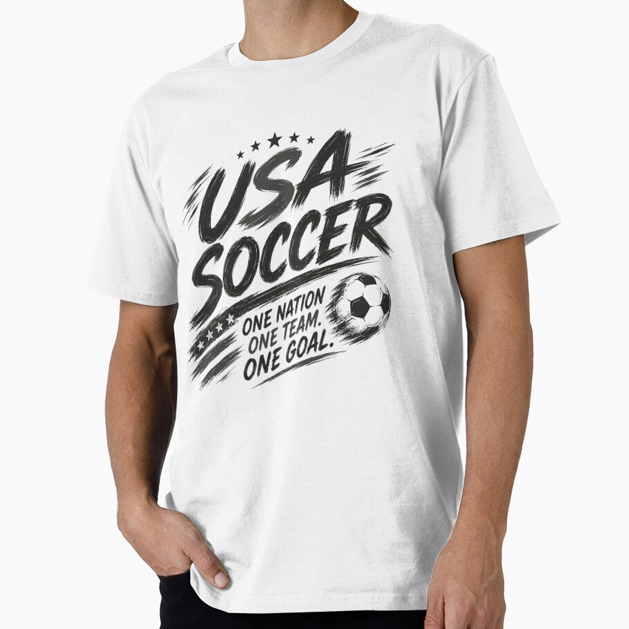 USA Soccer Black White Typography Design | American Football Fan Artwork by TKOprintdesigns - T-Shirt, Sweatshirt, Hoodie