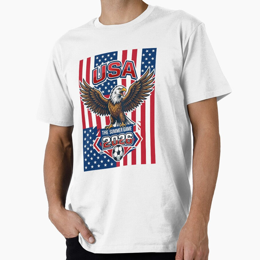 USA The Summer Game 2026 Soccer Eagle Mascot by laughingshirts Unisex T-shirt, Sweatshirt, Hoodie, Long Sleeve Tee - T-Shirt, Sweatshirt, Hoodie