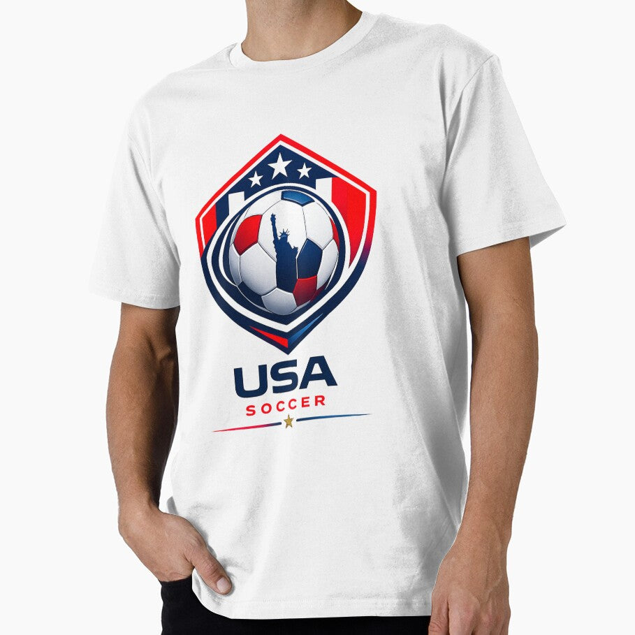 USA Soccer Ultra Modern Minimal Football Design by TKOprintdesigns Unisex T-shirt, Sweatshirt, Hoodie, Long Sleeve Tee - T-Shirt, Sweatshirt, Hoodie