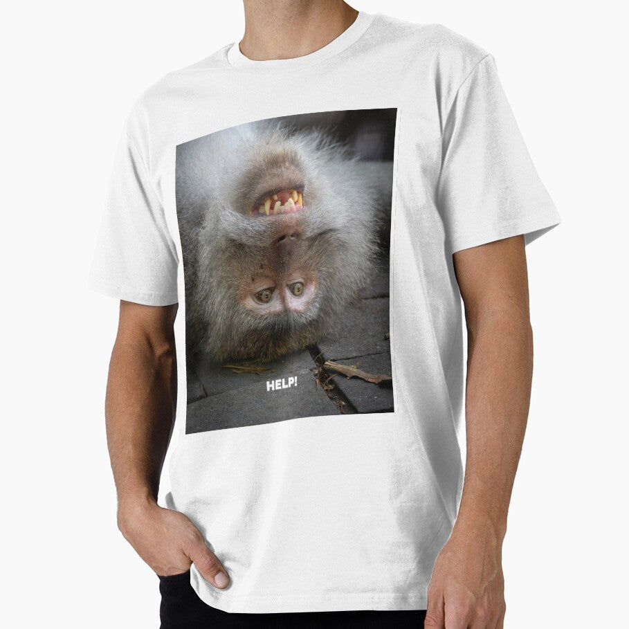 Help! Confused Monkey Meme  Funny Relatable Animal Panic Mood by WildFrameNature Unisex T-shirt, Sweatshirt, Hoodie, Long Sleeve Tee - T-Shirt, Sweatshirt, Hoodie