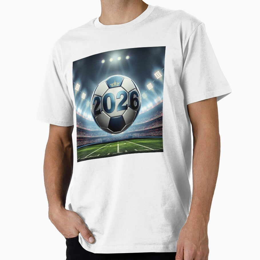 2026 Soccer Championship Stadium Metallic Soccer Ball Wallpaper by IntelliMindDesigns Unisex T-shirt, Sweatshirt, Hoodie, Long Sleeve Tee - T-Shirt, Sweatshirt, Hoodie