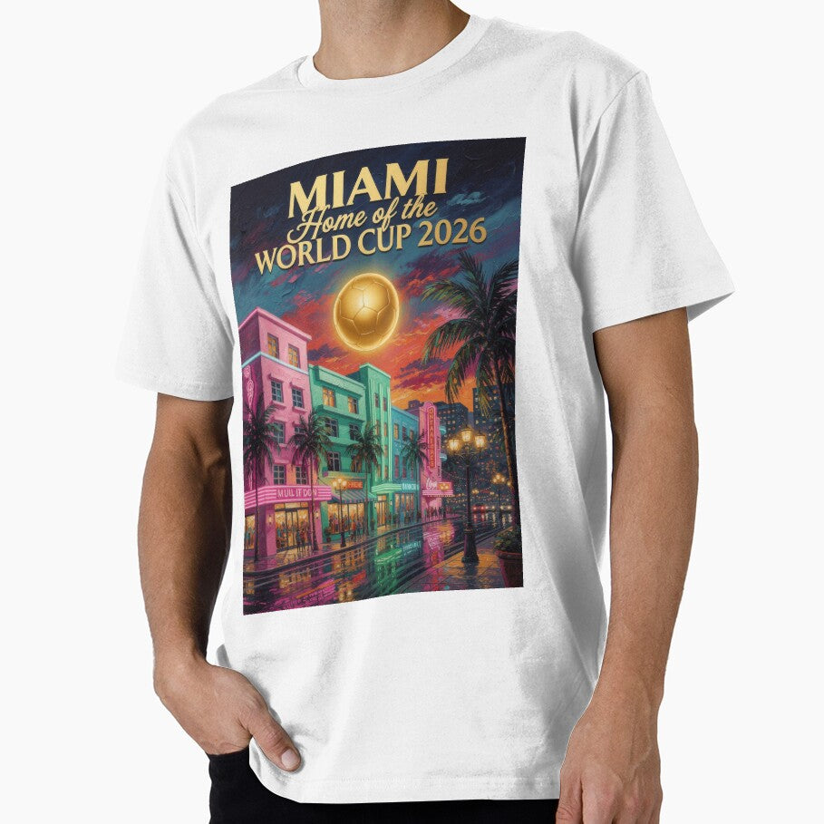 Miami Art Deco World Cup 2026 Soccer Poster  Ocean Drive Fine Art Print by BrickByDream Unisex T-shirt, Sweatshirt, Hoodie, Long Sleeve Tee - T-Shirt, Sweatshirt, Hoodie