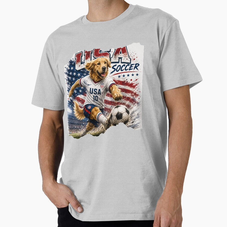 USA Soccer Golden Retriever Backpack | Patriotic Dog Soccer Fan Art by WhatASunShine Unisex T-shirt, Sweatshirt, Hoodie, Long Sleeve Tee - T-Shirt, Sweatshirt, Hoodie