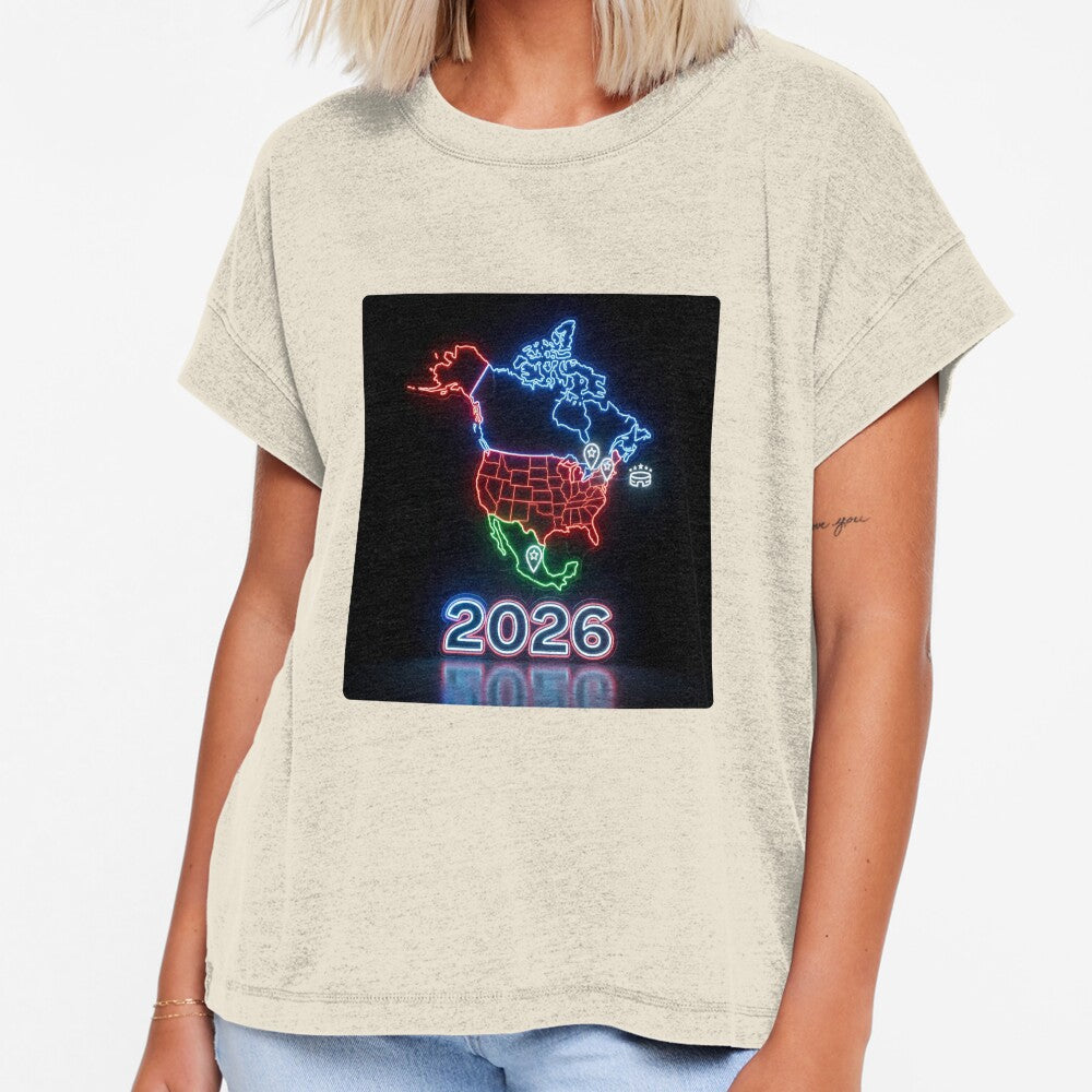 World Cup 2026  Neon Map North America Host Nations by David Mateo ArtWorks Unisex T-shirt, Sweatshirt, Hoodie, Long Sleeve Tee - T-Shirt, Sweatshirt, Hoodie