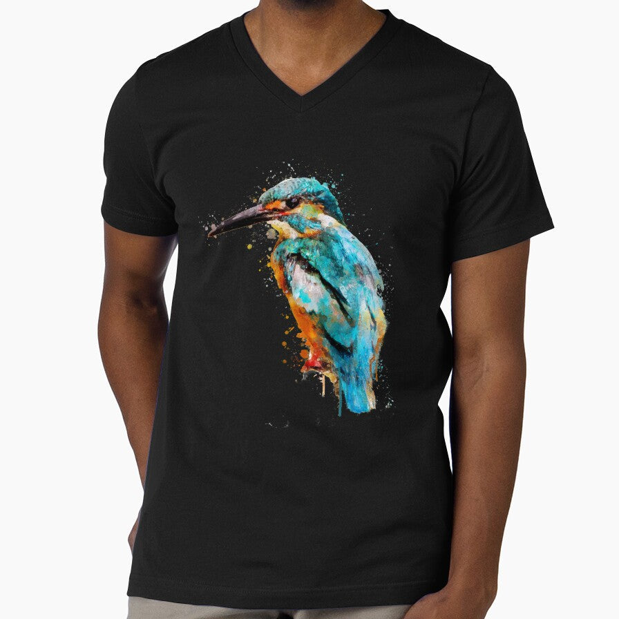 Dramabite Watercolor kingfisher by dramabite Unisex T-shirt, Sweatshirt, Hoodie, Long Sleeve Tee - T-Shirt, Sweatshirt, Hoodie