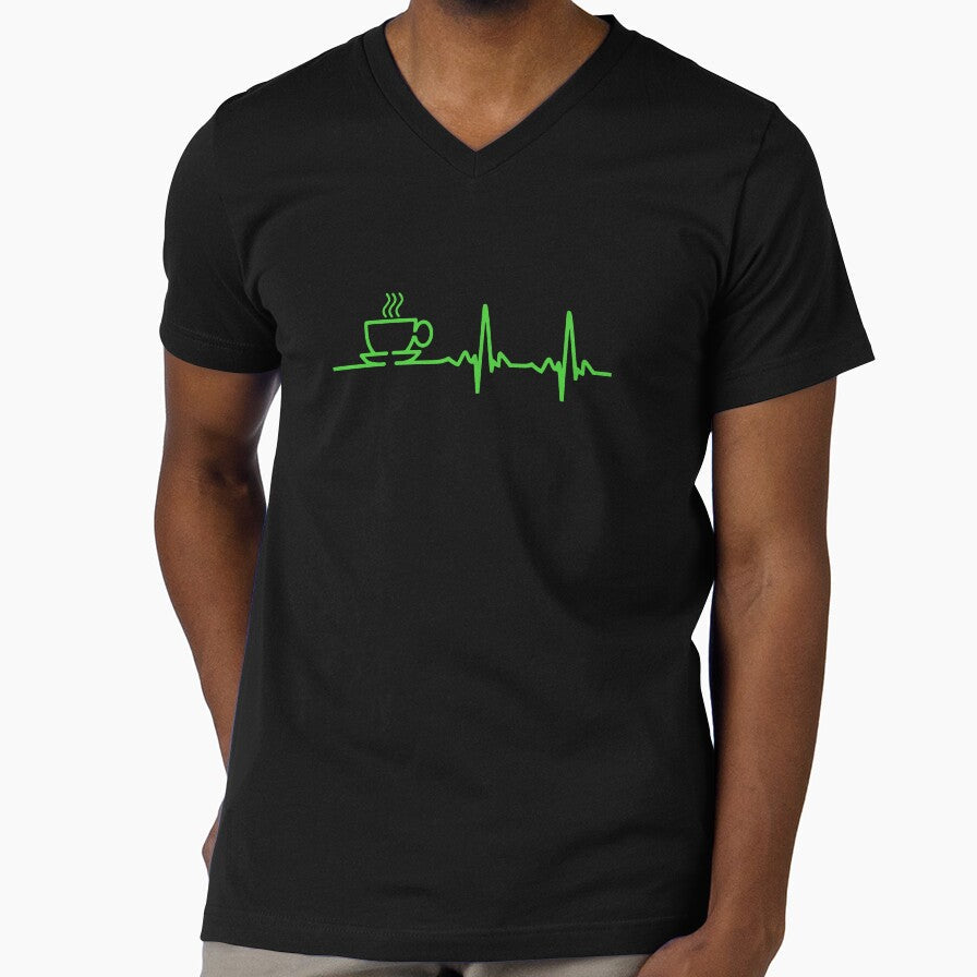 Morning Coffee Heartbeat EKG by TheShirtYurt Unisex T-shirt, Sweatshirt, Hoodie, Long Sleeve Tee - T-Shirt, Sweatshirt, Hoodie