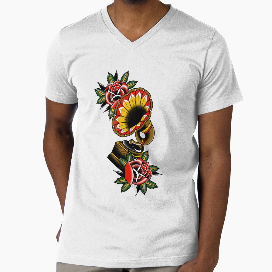Traditional Old School Gramophone Tattoo by stephenjshaw Unisex T-shirt, Sweatshirt, Hoodie, Long Sleeve Tee - T-Shirt, Sweatshirt, Hoodie