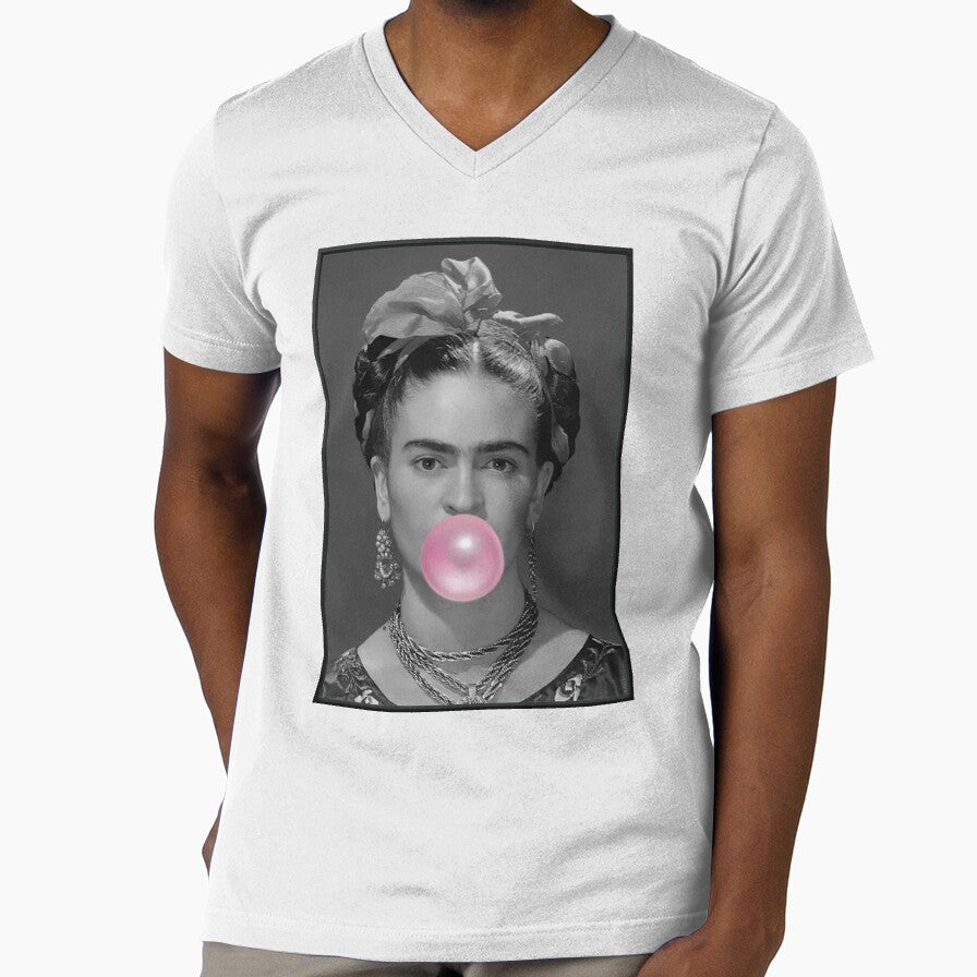 Frida Kahlo Bubble Gum Black & White by dominiccarso Unisex T-shirt, Sweatshirt, Hoodie, Long Sleeve Tee - T-Shirt, Sweatshirt, Hoodie