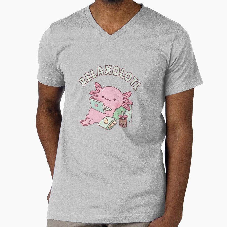 Cute Relax A Lot Axolotl Funny Pun by rustydoodle Unisex T-shirt, Sweatshirt, Hoodie, Long Sleeve Tee - T-Shirt, Sweatshirt, Hoodie