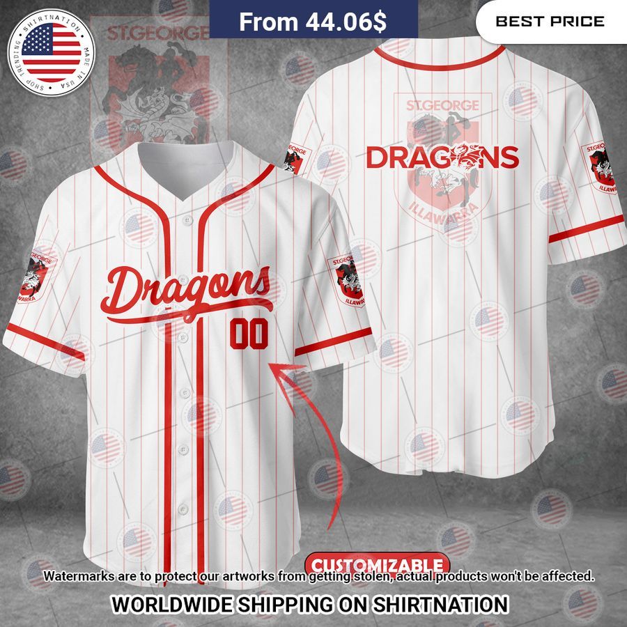 St George Illawarra Dragons Custom Baseball Jersey Unisex T-shirt, Sweatshirt, Hoodie, Long Sleeve Tee - T-Shirt, Sweatshirt, Hoodie