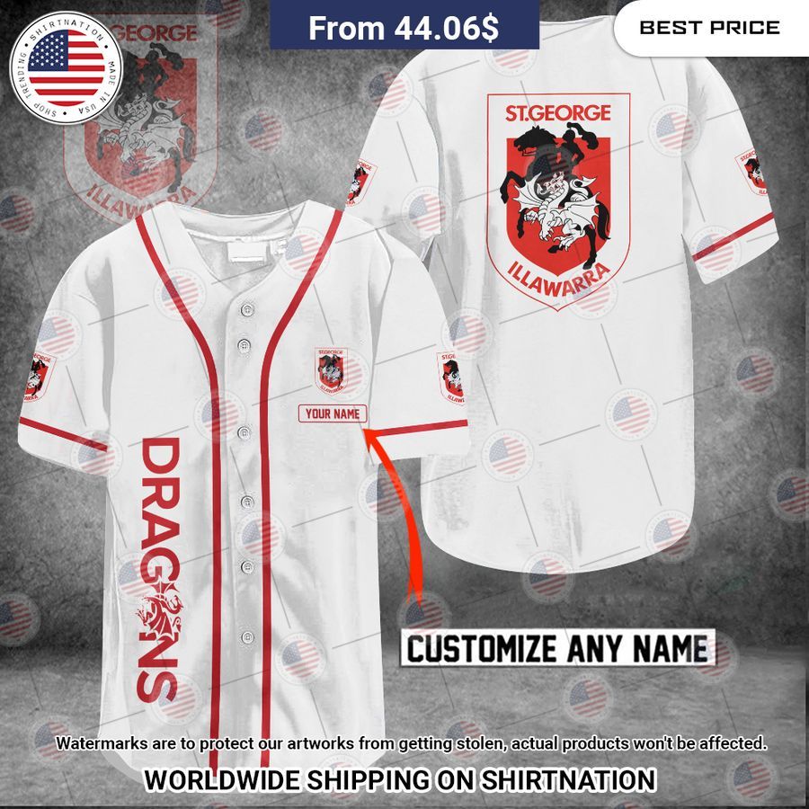 St George Illawarra Dragons Custom Name Baseball Jersey Unisex T-shirt, Sweatshirt, Hoodie, Long Sleeve Tee - T-Shirt, Sweatshirt, Hoodie