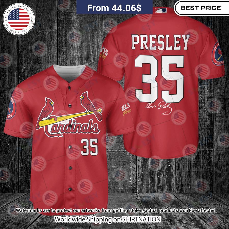 St. Louis Cardinals 35 Elvis Presley Baseball Jersey Unisex T-shirt, Sweatshirt, Hoodie, Long Sleeve Tee - T-Shirt, Sweatshirt, Hoodie