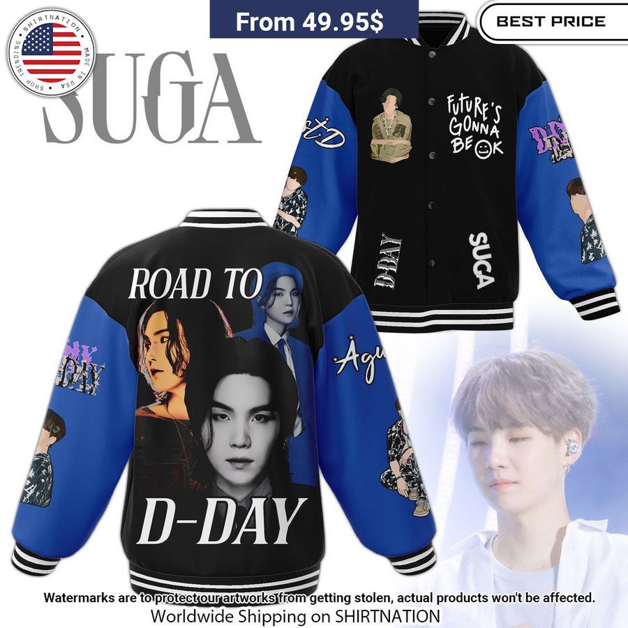 Suga BTS Road To D-Day Baseball Jacket Unisex T-shirt, Sweatshirt, Hoodie, Long Sleeve Tee - T-Shirt, Sweatshirt, Hoodie