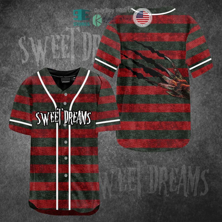 BEST Sweat Dreams Freddy Krueger costume Baseball Jersey Unisex T-shirt, Sweatshirt, Hoodie, Long Sleeve Tee - T-Shirt, Sweatshirt, Hoodie