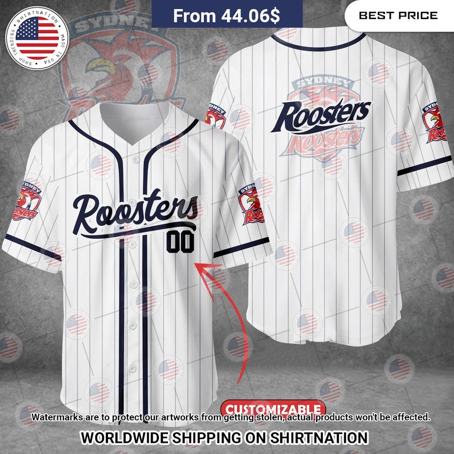 Sydney Roosters Custom Baseball Jersey Unisex T-shirt, Sweatshirt, Hoodie, Long Sleeve Tee - T-Shirt, Sweatshirt, Hoodie