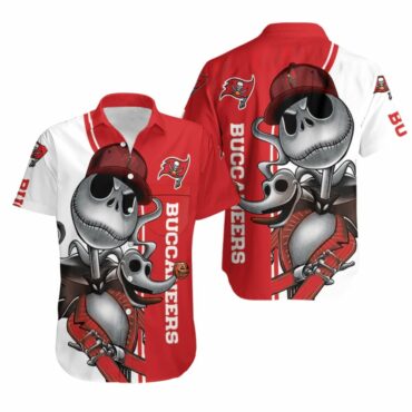 Tampa Bay Buccaneers Jack Skellington And Zero Hawaiian Shirt Unisex T-shirt, Sweatshirt, Hoodie, Long Sleeve Tee - T-Shirt, Sweatshirt, Hoodie