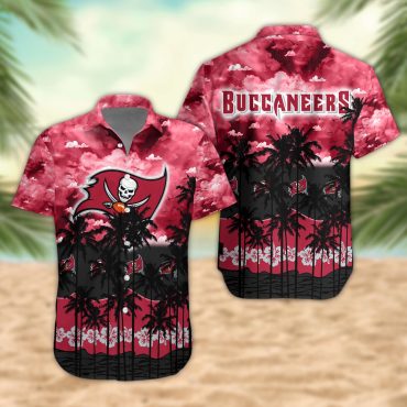 Tampa Bay Buccaneers Palm Trees Sunset Hawaiian Shirt Unisex T-shirt, Sweatshirt, Hoodie, Long Sleeve Tee - T-Shirt, Sweatshirt, Hoodie