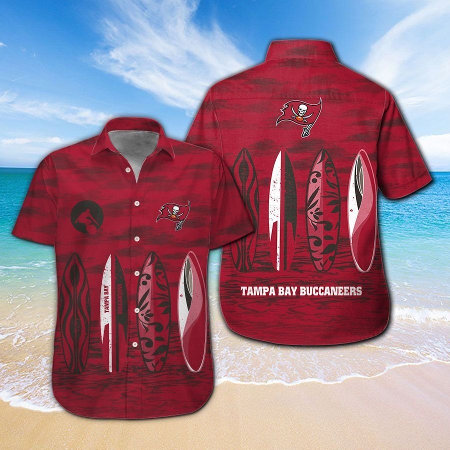 Tampa Bay Buccaneers Short Sleeve Button Up Tropical Hawaiian Shirt VER015 Unisex T-shirt, Sweatshirt, Hoodie, Long Sleeve Tee - T-Shirt, Sweatshirt, Hoodie