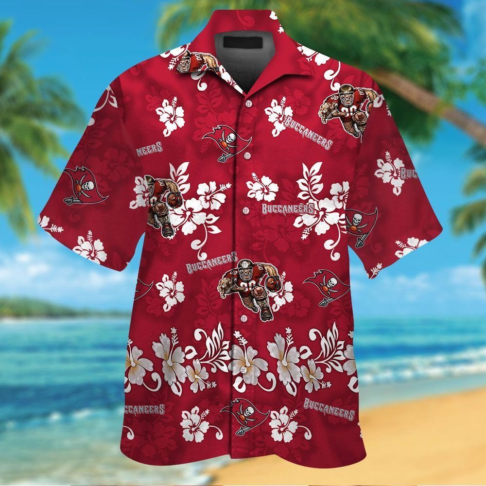 Tampa Bay Buccaneers Short Sleeve Button Up Tropical Hawaiian Shirt VER029 Unisex T-shirt, Sweatshirt, Hoodie, Long Sleeve Tee - T-Shirt, Sweatshirt, Hoodie