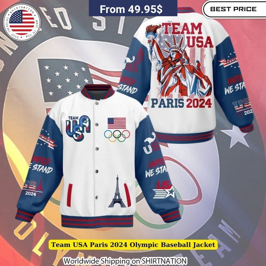 Team USA Paris 2024 Olympic Baseball Jacket Unisex T-shirt, Sweatshirt, Hoodie, Long Sleeve Tee - T-Shirt, Sweatshirt, Hoodie