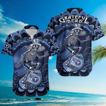 Tennessee Titans Grateful Dead Skeleton Hawaiian Shirt Unisex T-shirt, Sweatshirt, Hoodie, Long Sleeve Tee - T-Shirt, Sweatshirt, Hoodie