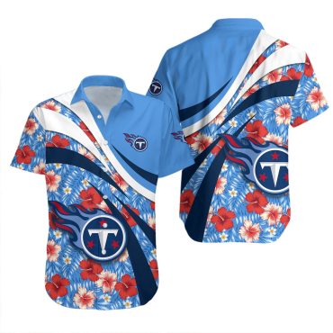 Tennessee Titans Hibiscus Breeze Hawaiian Shirt Unisex T-shirt, Sweatshirt, Hoodie, Long Sleeve Tee - T-Shirt, Sweatshirt, Hoodie