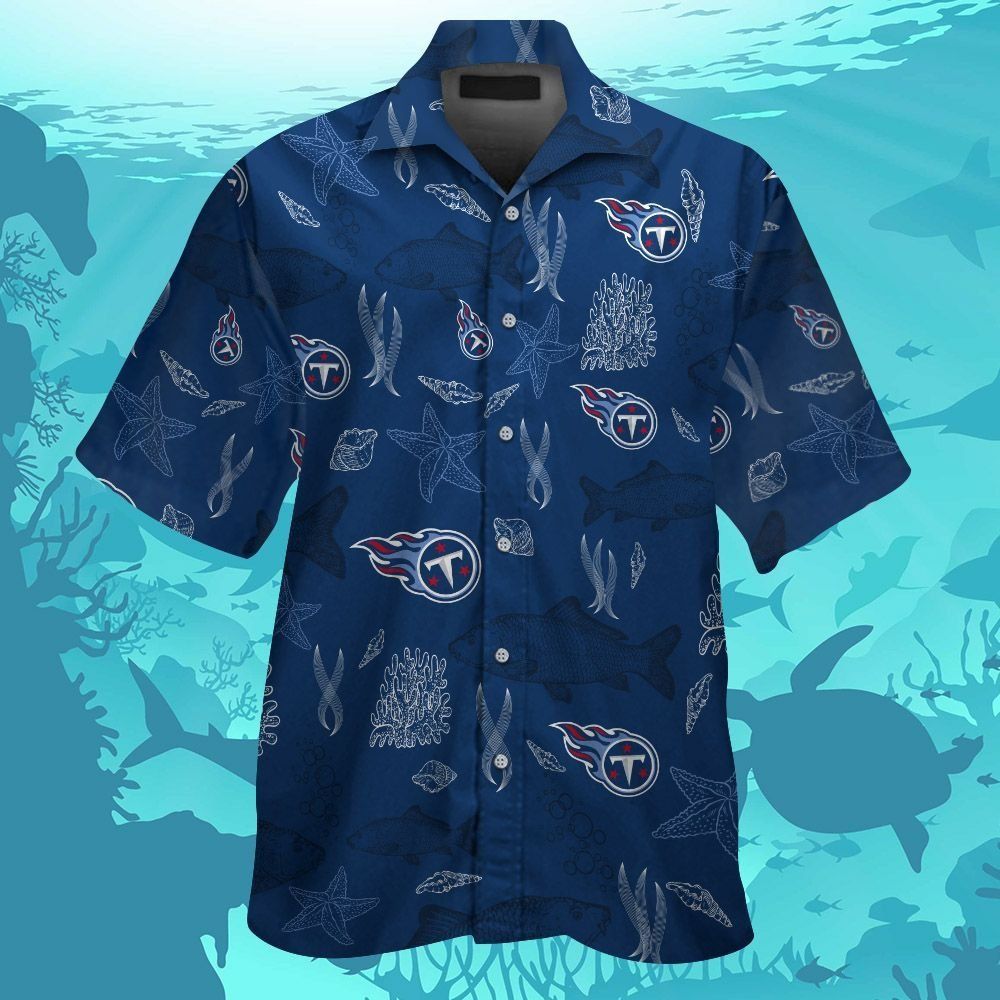 Tennessee Titans Short Sleeve Button Up Tropical Hawaiian Shirt Unisex T-shirt, Sweatshirt, Hoodie, Long Sleeve Tee - T-Shirt, Sweatshirt, Hoodie