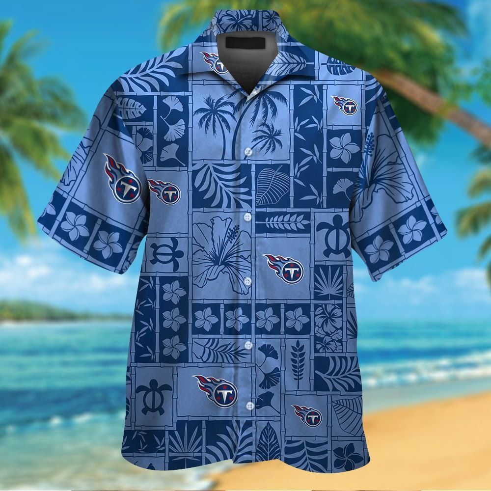 Tennessee Titans Short Sleeve Button Up Tropical Hawaiian Shirt VER01 Unisex T-shirt, Sweatshirt, Hoodie, Long Sleeve Tee - T-Shirt, Sweatshirt, Hoodie