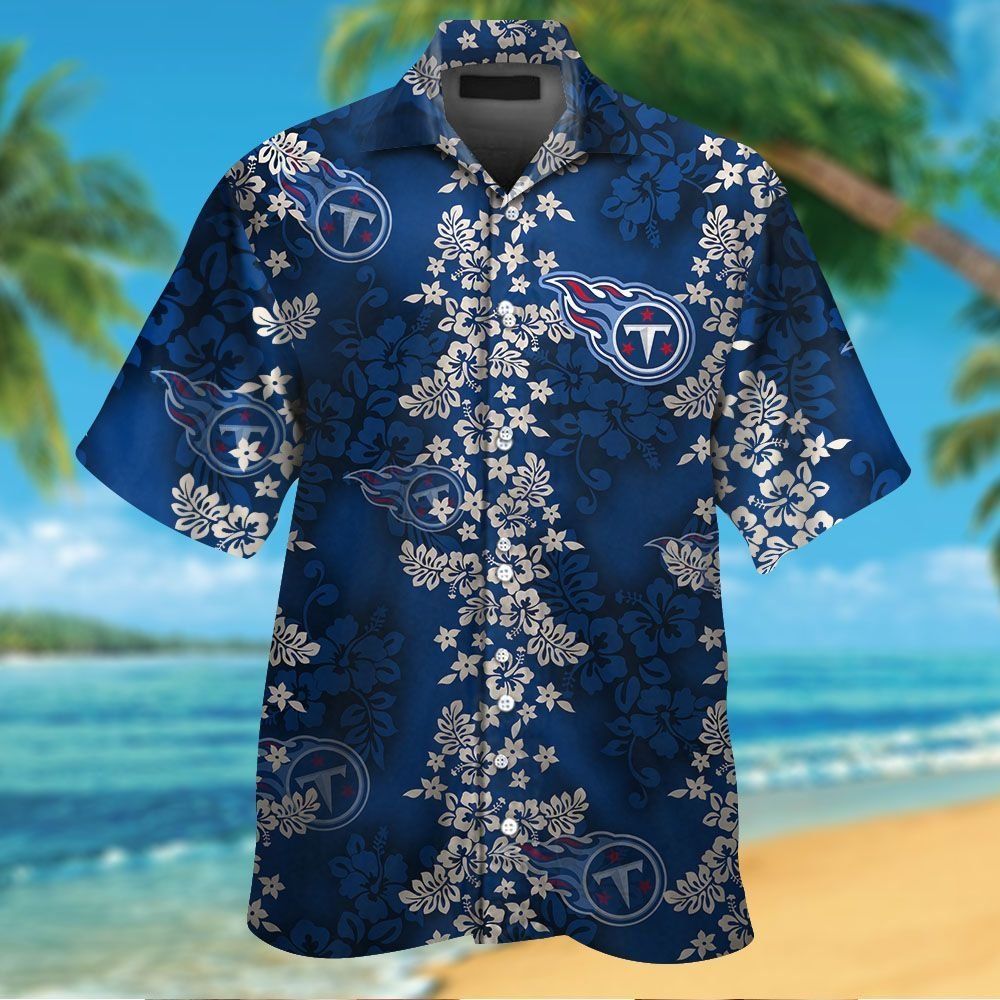 Tennessee Titans Short Sleeve Button Up Tropical Hawaiian Shirt VER019 Unisex T-shirt, Sweatshirt, Hoodie, Long Sleeve Tee - T-Shirt, Sweatshirt, Hoodie