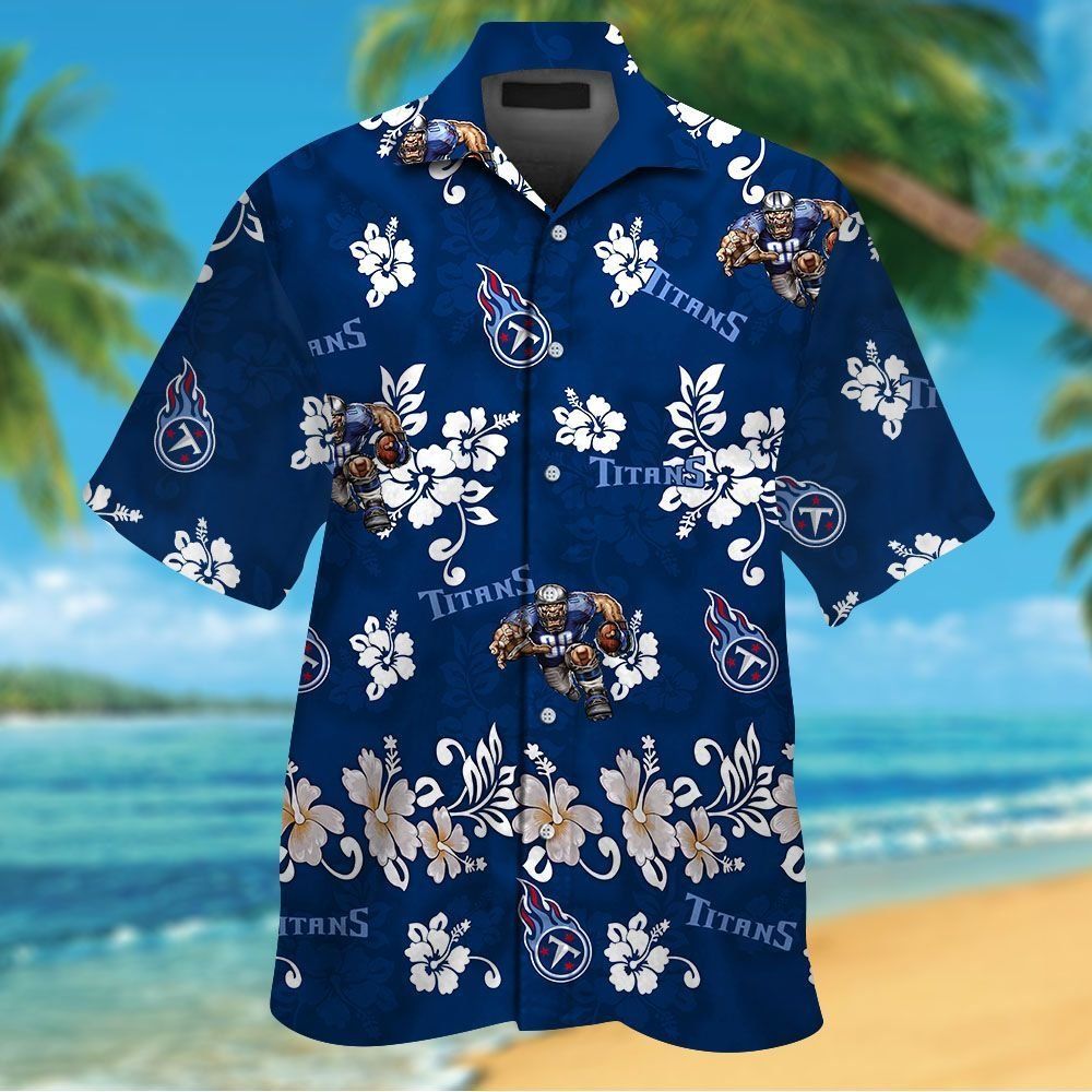 Tennessee Titans Short Sleeve Button Up Tropical Hawaiian Shirt VER02 Unisex T-shirt, Sweatshirt, Hoodie, Long Sleeve Tee - T-Shirt, Sweatshirt, Hoodie