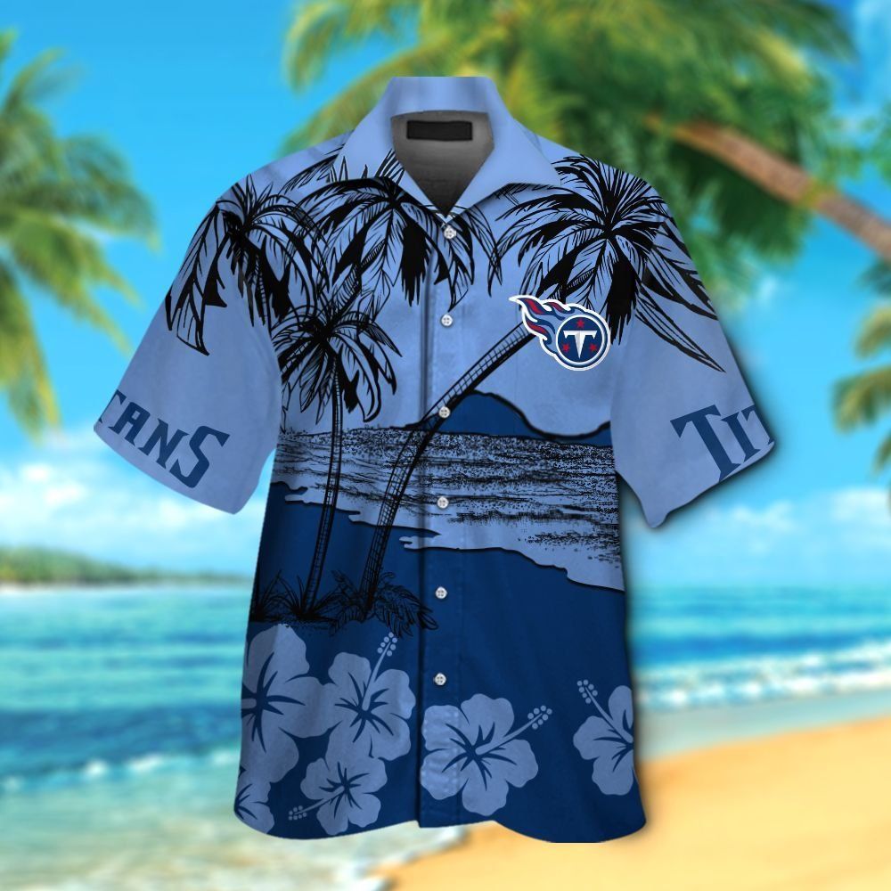 Tennessee Titans Short Sleeve Button Up Tropical Hawaiian Shirt VER05 Unisex T-shirt, Sweatshirt, Hoodie, Long Sleeve Tee - T-Shirt, Sweatshirt, Hoodie