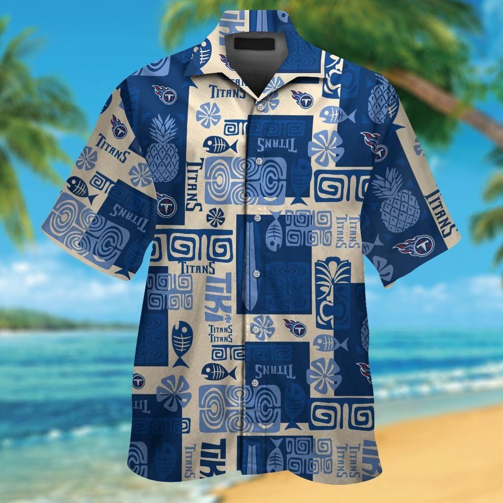 Tennessee Titans Short Sleeve Button Up Tropical Hawaiian Shirt VER09 Unisex T-shirt, Sweatshirt, Hoodie, Long Sleeve Tee - T-Shirt, Sweatshirt, Hoodie