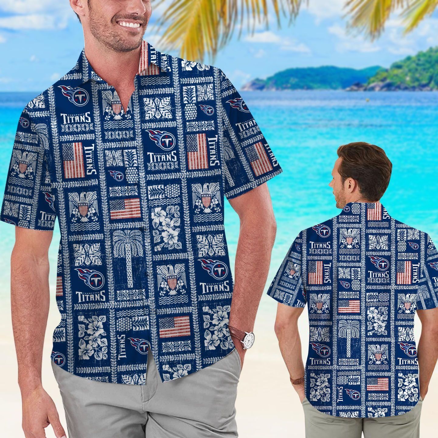 Tennessee Titans Summer Commemorative Short Sleeve Button Up Tropical Hawaiian Shirt Unisex T-shirt, Sweatshirt, Hoodie, Long Sleeve Tee - T-Shirt, Sweatshirt, Hoodie