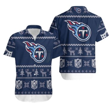 Tennessee Titans Ugly Christmas Hawaiian Shirt Unisex T-shirt, Sweatshirt, Hoodie, Long Sleeve Tee - T-Shirt, Sweatshirt, Hoodie