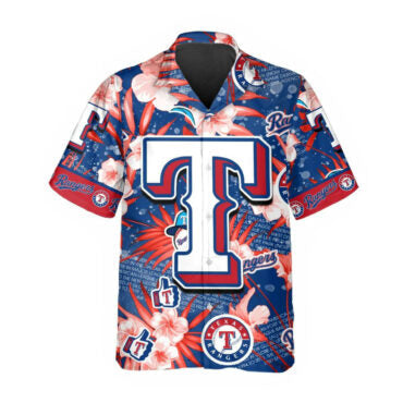 Texas Rangers Floral Splash Hawaiian Shirt Unisex T-shirt, Sweatshirt, Hoodie, Long Sleeve Tee - T-Shirt, Sweatshirt, Hoodie