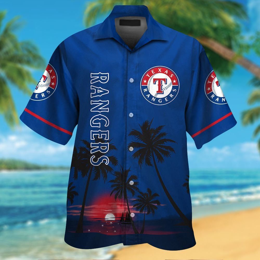 Texas Rangers Short Sleeve Button Up Tropical Hawaiian Shirt VER09 Unisex T-shirt, Sweatshirt, Hoodie, Long Sleeve Tee - T-Shirt, Sweatshirt, Hoodie
