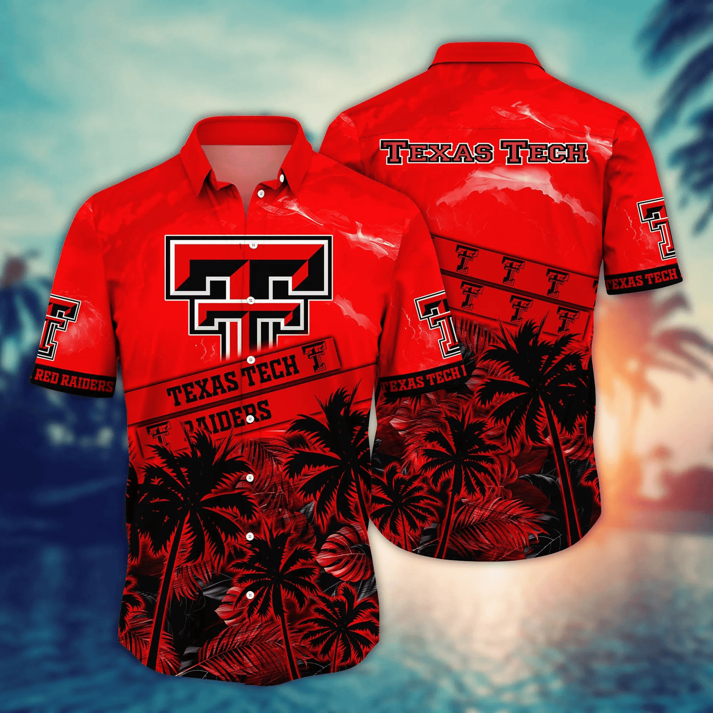 Texas Tech Red Raiders NCAA Hawaiian Shirt Sunlit Aloha Shirt Unisex T-shirt, Sweatshirt, Hoodie, Long Sleeve Tee - T-Shirt, Sweatshirt, Hoodie