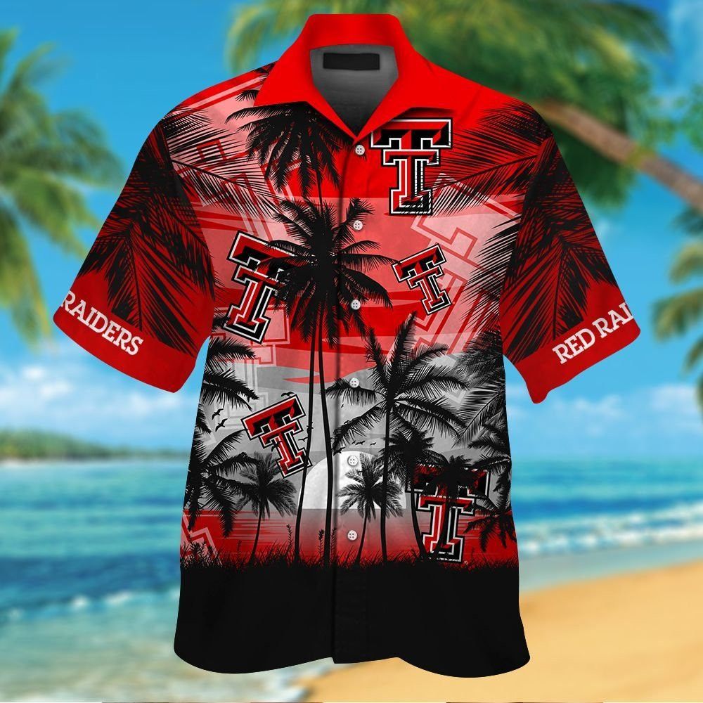 Texas TecRed Raiders Short Sleeve Button Up Tropical Shirt Hawaiian Shirt Unisex T-shirt, Sweatshirt, Hoodie, Long Sleeve Tee - T-Shirt, Sweatshirt, Hoodie