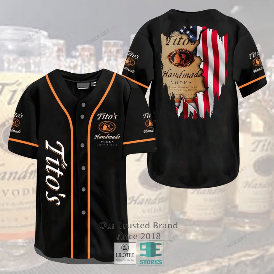 Tito S Handmade Vodka US Flag Black Baseball Jersey Unisex T-shirt, Sweatshirt, Hoodie, Long Sleeve Tee - T-Shirt, Sweatshirt, Hoodie