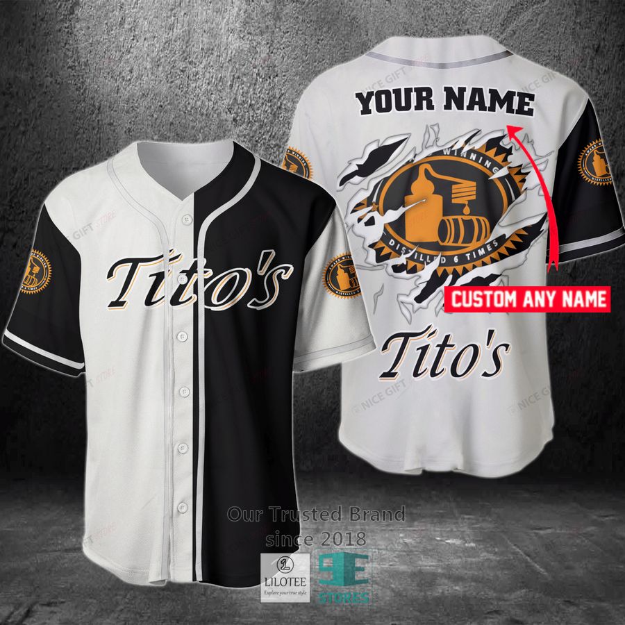 Tito S Handmade Vodka Your Name Black White Baseball Jersey Unisex T-shirt, Sweatshirt, Hoodie, Long Sleeve Tee - T-Shirt, Sweatshirt, Hoodie