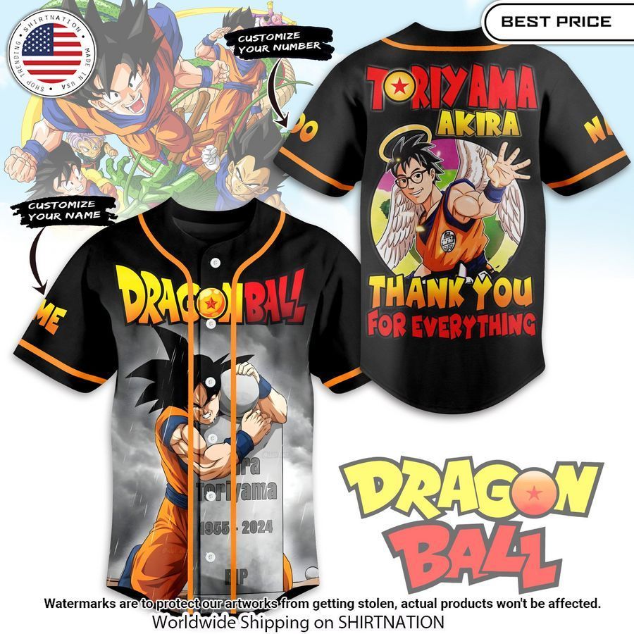 Toriyama Akira Thank You For The Memories Custom baseball Jersey Unisex T-shirt, Sweatshirt, Hoodie, Long Sleeve Tee - T-Shirt, Sweatshirt, Hoodie