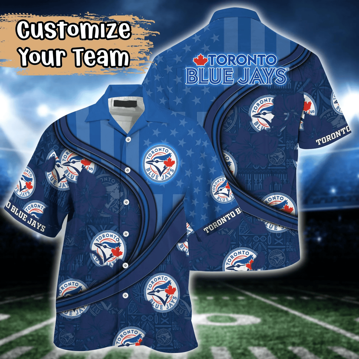 Toronto Blue Jays MLB Us Flag Hawaiian Shirt Custom Summer Aloha Shirt Unisex T-shirt, Sweatshirt, Hoodie, Long Sleeve Tee - T-Shirt, Sweatshirt, Hoodie