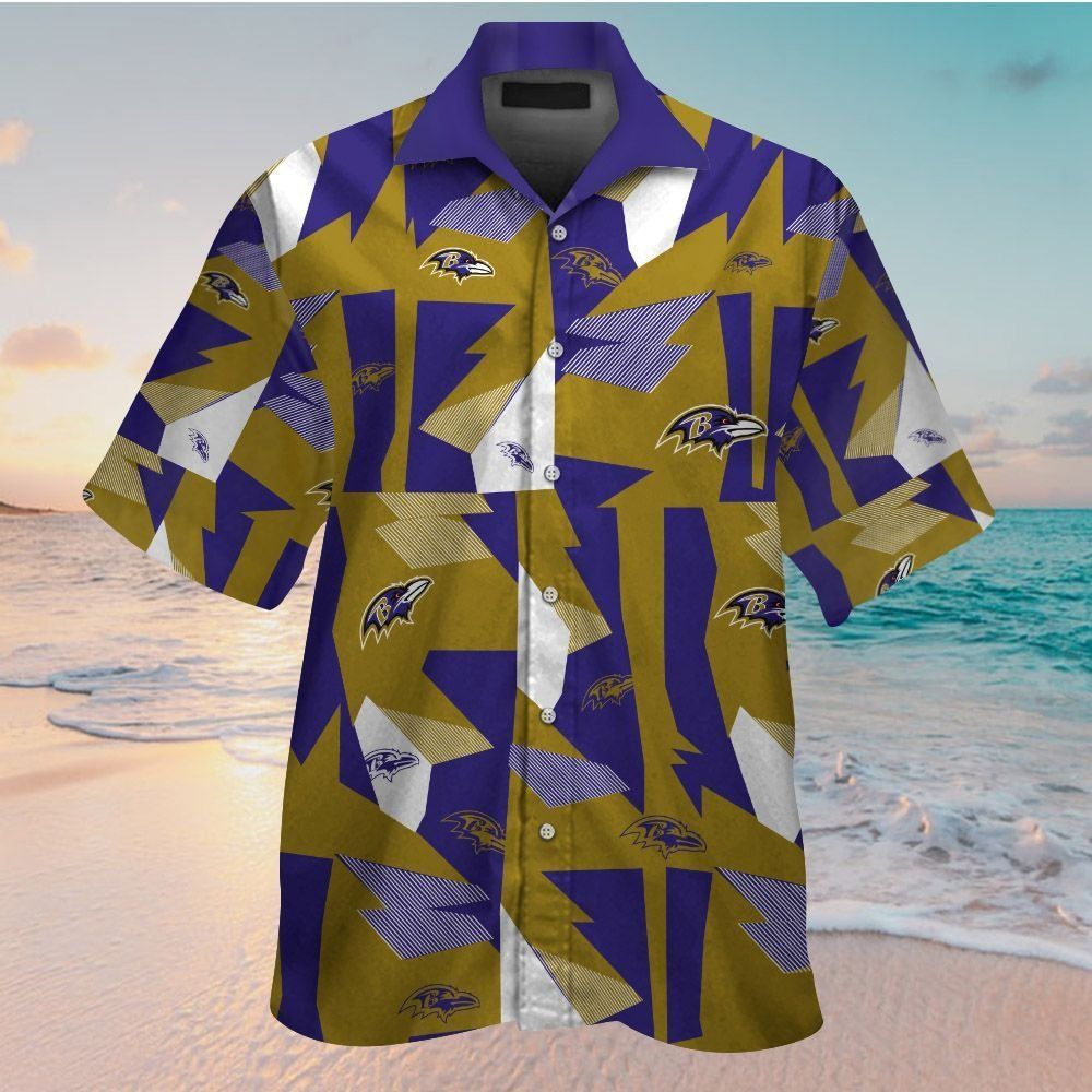 Tropical Hawaiian Short Sleeve Baltimore Ravens Shirt Button Up Unisex T-shirt, Sweatshirt, Hoodie, Long Sleeve Tee - T-Shirt, Sweatshirt, Hoodie