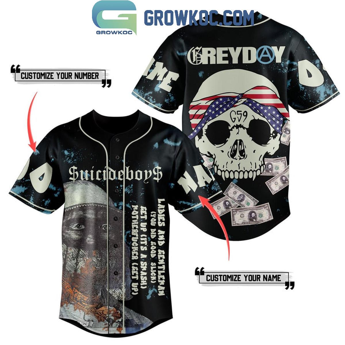 Suicideboys Greyday Ladies And Gentlemen Get Up Personalized Baseball Jersey Unisex T-shirt, Sweatshirt, Hoodie, Long Sleeve Tee - T-Shirt, Sweatshirt, Hoodie