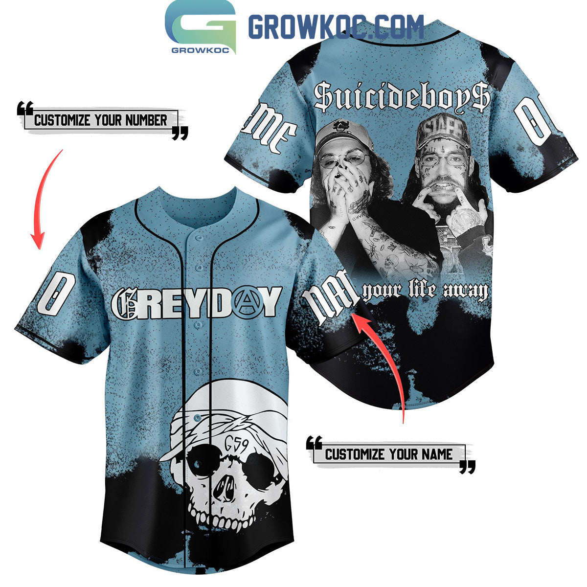 Suicideboys Greyday Sign Your Life Away Personalized Baseball Jersey Unisex T-shirt, Sweatshirt, Hoodie, Long Sleeve Tee - T-Shirt, Sweatshirt, Hoodie