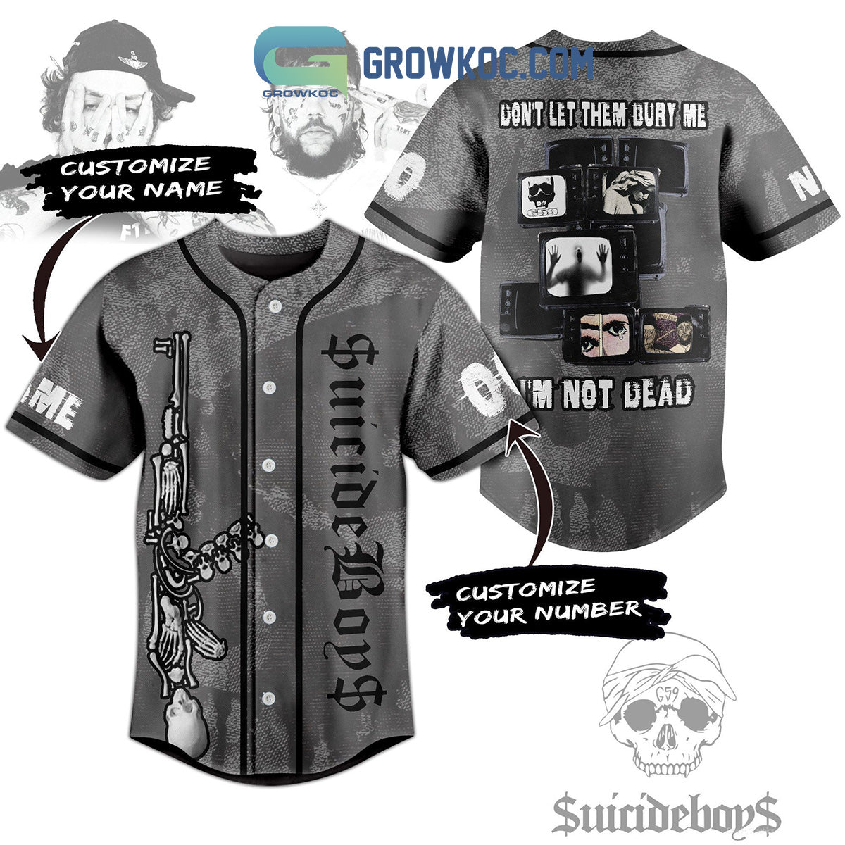 Suicideboys Let Them Bury Me I Am Not Dead Personalized Baseball Jersey Unisex T-shirt, Sweatshirt, Hoodie, Long Sleeve Tee - T-Shirt, Sweatshirt, Hoodie