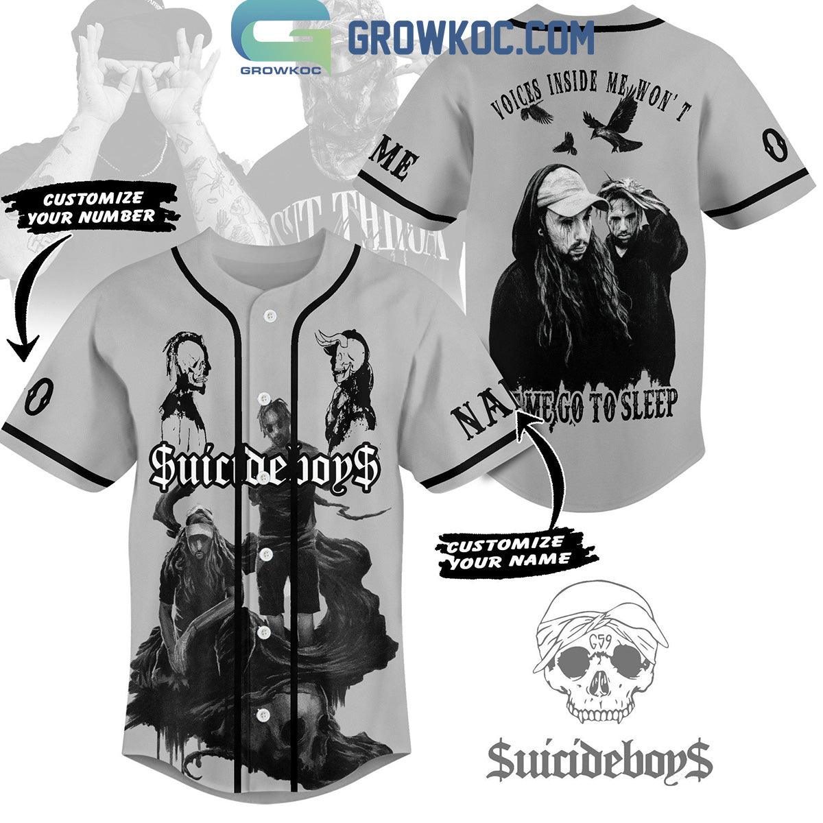Suicideboys Voices Inside Me Wont Let Me Go To Sleep Personalized Baseball Jersey Unisex T-shirt, Sweatshirt, Hoodie, Long Sleeve Tee - T-Shirt, Sweatshirt, Hoodie