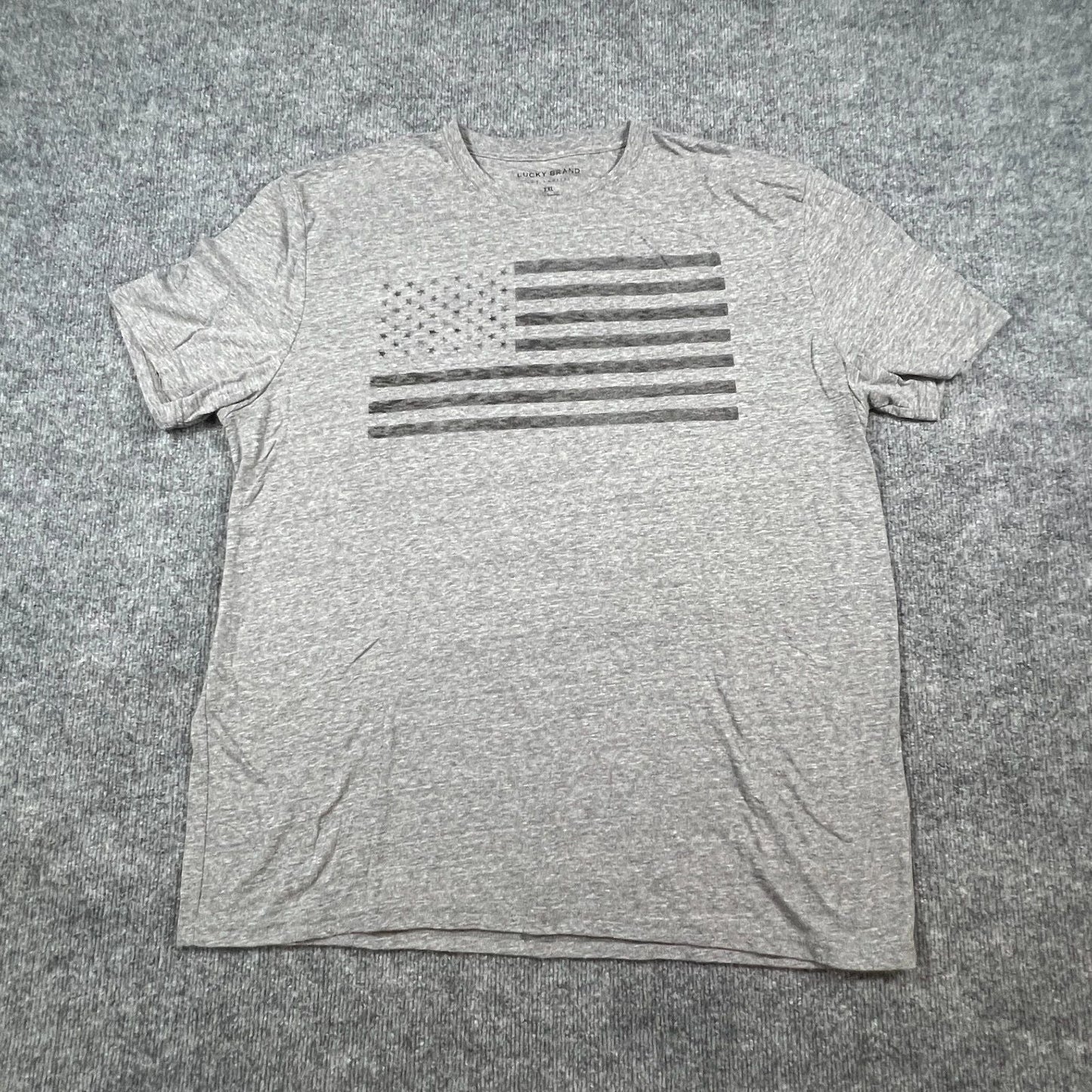 Lucky Brand US Flag T Shirt Mens 2XL Heathered Gray Cotton Graphic Everyday Wear Unisex T-shirt, Sweatshirt, Hoodie, Long Sleeve Tee - T-Shirt, Sweatshirt, Hoodie